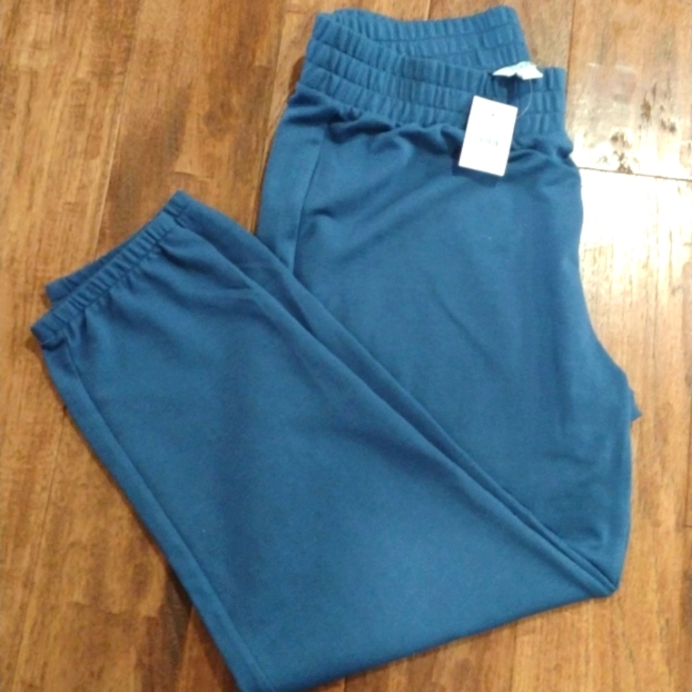 NWT JCrew athletic pants, size L, in a pretty med blue